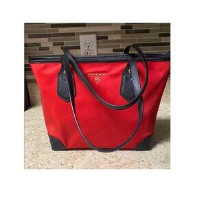 MICHAEL Michael Kors Eva Top Zip Tote Red and Black ***NWT**